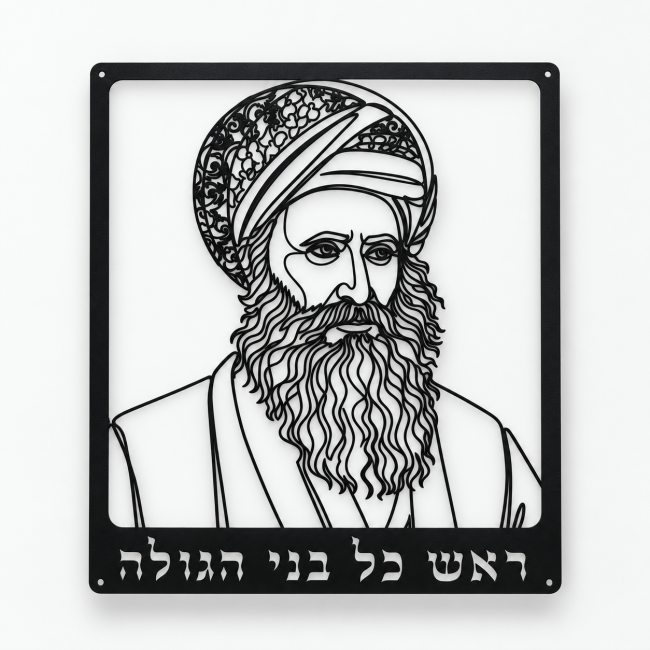 שלט מתכת הבן איש חי זצ"ל: דיוקן רבנו יוסף חיים לקיר